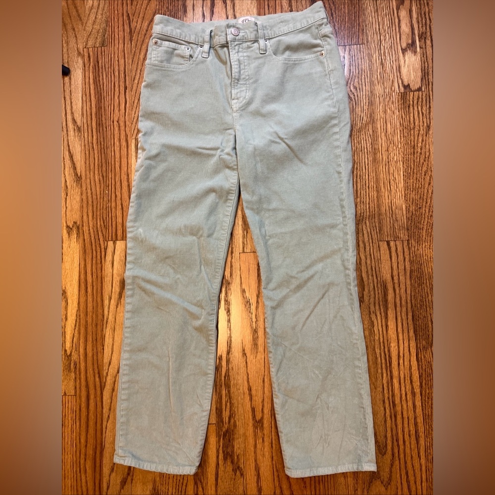J Crew Women Curduroy Pants 29 Light Green Slim Strait Leg Preppy Casual fairy